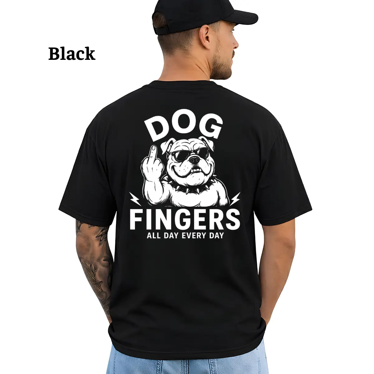 Dog Fingers All Day Every Day Shirt, Funny Bulldog Middle Finger Tee, Edgy Adult Humor Graphic T-Shirt, Sarcastic Dog Lover Apparel, Viral TikTok Shop Tee