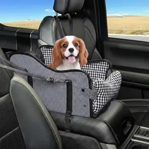 Central Console Dog Car Seat, Pet Puppy Car Seat, Armrest Elevator Seat for Small Dogs and Cats, Comfortable and Safe