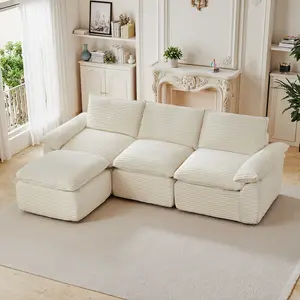 Sofa Corduroy Modular Cloud Sectional Futon Couch Modern corduroy cloud sofa, freely combinable, offers a comfortable sitting experience. It is extremely pleasant to sit or lie on. It is a modern living room furniture suitable for families, apartments and