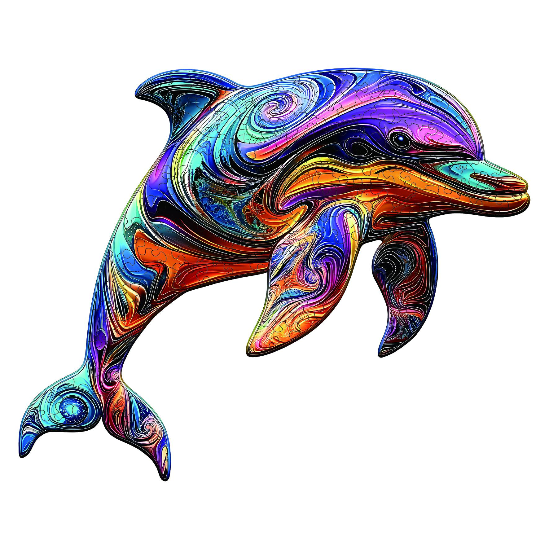 Wooden Puzzle for Adults,Dolphin Wood Puzzles, Irregular Animal Shaped Unique Wooden Jigsaw Puzzle, Special Holiday Gifts for Friends Family Modern Art Home Decor