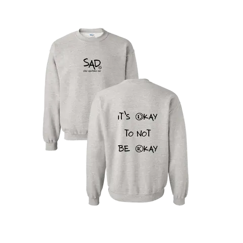 Stay Another Day Men's Stylish Text Print Sweatshirt - Soft Fabric Casual Pull-On, Crew/Round Neck or Hoodie, SAD Mental Health Awareness Menswear, True Fit Long Sleeve Top (S Size Available)