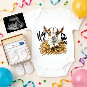 Cotton Baby Bodysuit Corgi Dog In Hay Print 100% Pure Cotton Non-Irritating Snap Closure Breathable Stretchy Perfect For Gifting & Everyday