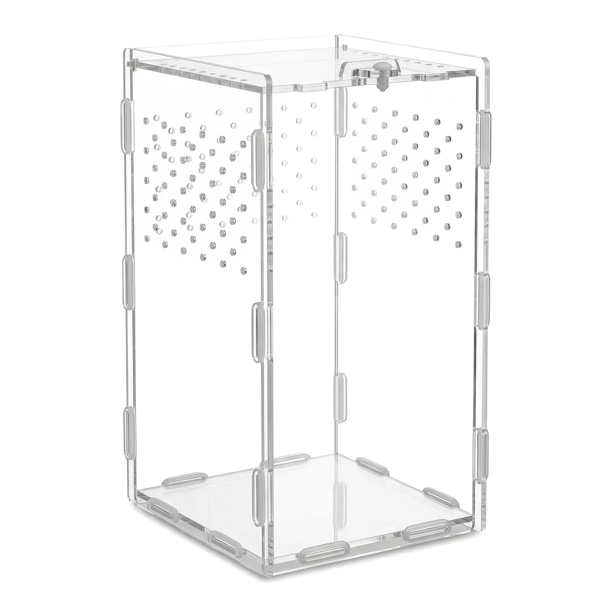 Small Acrylic Terrarium Kit - 4.7x4.7x7.8 in Transparent Reptile Habitat with Ventilation, Mini Tank for Juvenile Reptiles, Small Insects