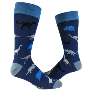 Men's Dinosaur Socks Funny Jurassic Prehistoric T-Rex Dino Lover Novelty Footwear Funny Graphic Socks Comfortable Fitted Spandex Cotton