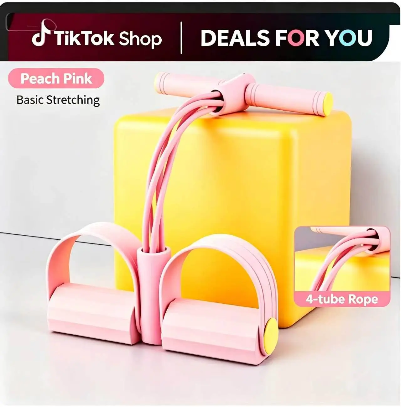4-Tube Peach Pink Compact Strength Training Band - Resistance Band Workout Gear for Athletic Training, Bodybuilding, Home Waist Twisting Ab Fitness, Portable Home Gym Accessory