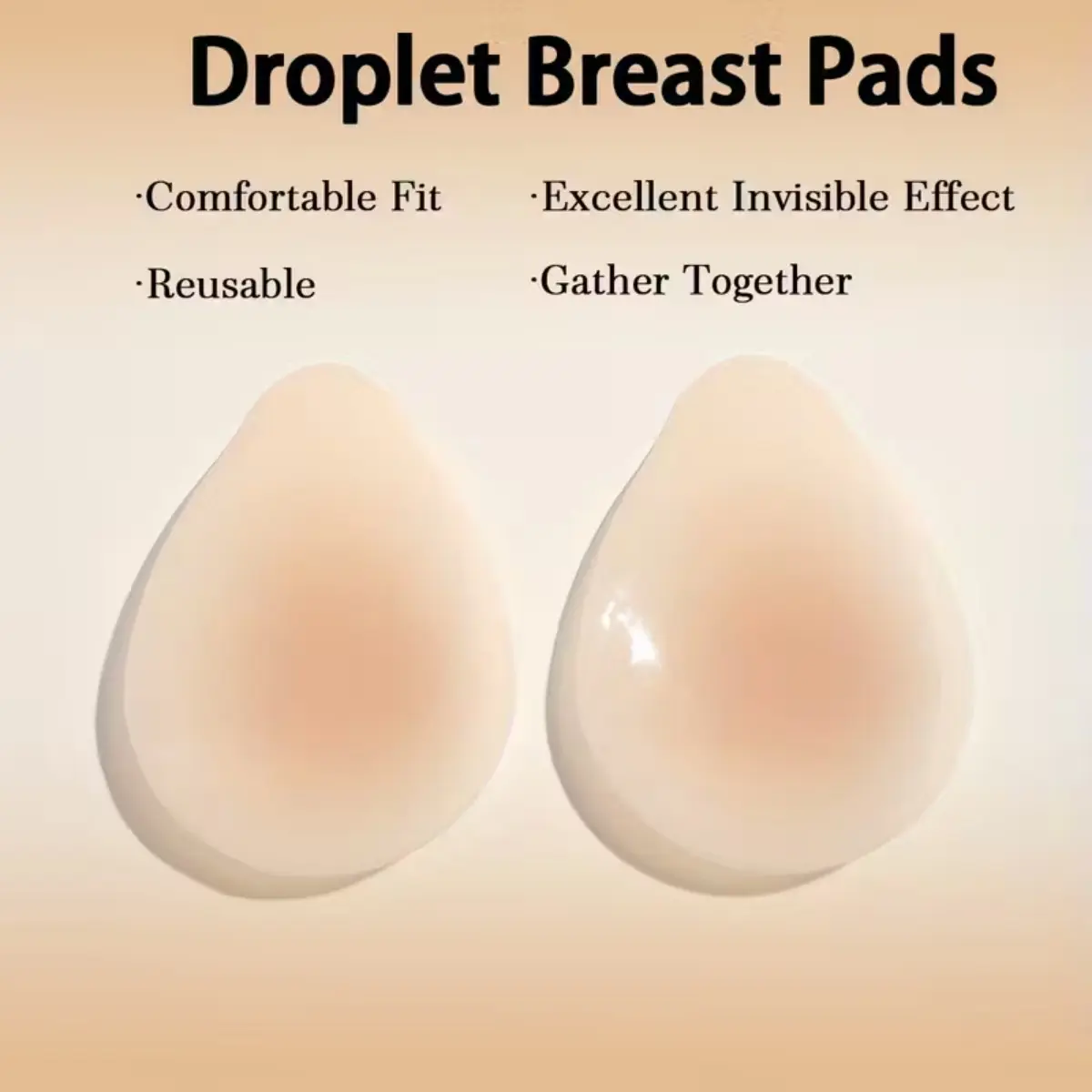 Ultra-Thin Water Drop Lift Silicone Breast Pads, Invisible Seamless Push-Up, Breathable No Pressure, Reusable Washable Women's Nipple Covers