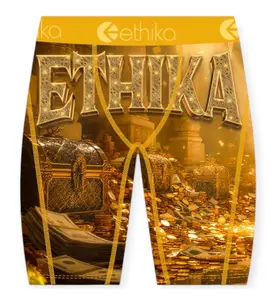 Men's Cursed Fortune Print Boxer Briefs - Soft, Stretch Golden Spandex Menswear Underwear