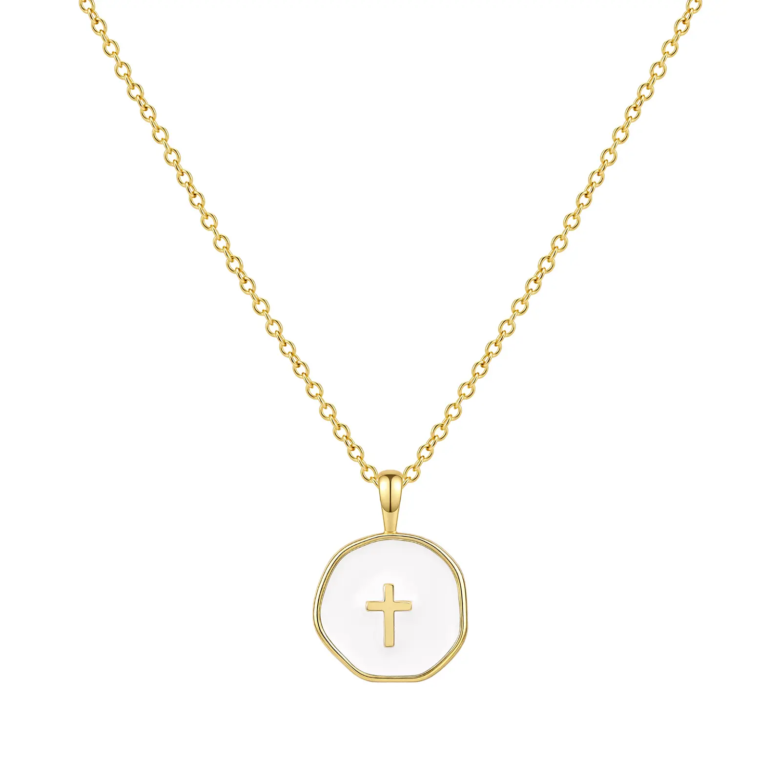 Cissyia 14K Gold Plated Cross Necklace with Enamel Drip and 12 Birthstone Choices, Crafted From Hypoallergenic Material With An Adjustable Length. Specially Designed For Women And Girls, It Makes An Ideal Valentine's Day Gift To Express Your Love.