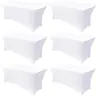6-Ft Stretch Fitted Tablecloth 6-Pack (White, 200 GSM, 72Lx30Wx30H in) - 10% Spandex, Durable Fabric, Wash-Safe Fabric, Lightweight, Smooth, Wrinkle-Resistant, Stain-Resistant Rectangle Cover for Anniversary, Birthday, Banquets, Long Use