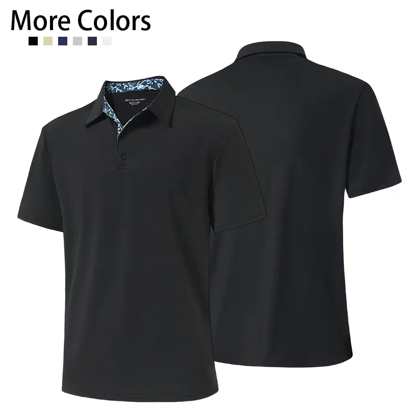 Clean Gent men’s solid-color golf polo shirt, stretchy casual fit, comfortable, breathable, lightweight short-sleeve top suitable for everyday wear and outdoor sports menswear.