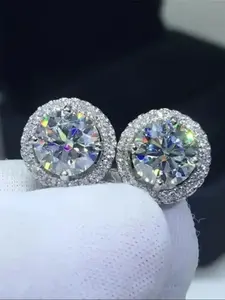 Silvery Moissanite Stud Earrings - Classic &Fashion Ear Jewelry Perfect Birthday Mother'sDay Unisex Gift for Men Women Wedding Set