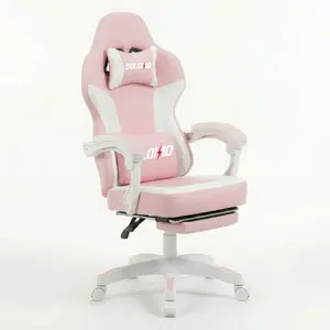 Gaming Chair with Footrest, Video Game Chair with Headrest and Lumbar Support, Linkage Armrest, High Back Reclining, Height Adjustable Game Chair for Adults