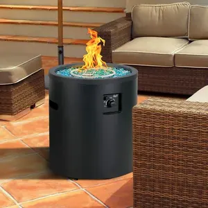 BALI OUTDOORS 50,000 BTU Propane Fire Pit Outside, 23 inch Outdoor Fire Pit Round, Black Firepits for Outside Patio, Garden, Backyard