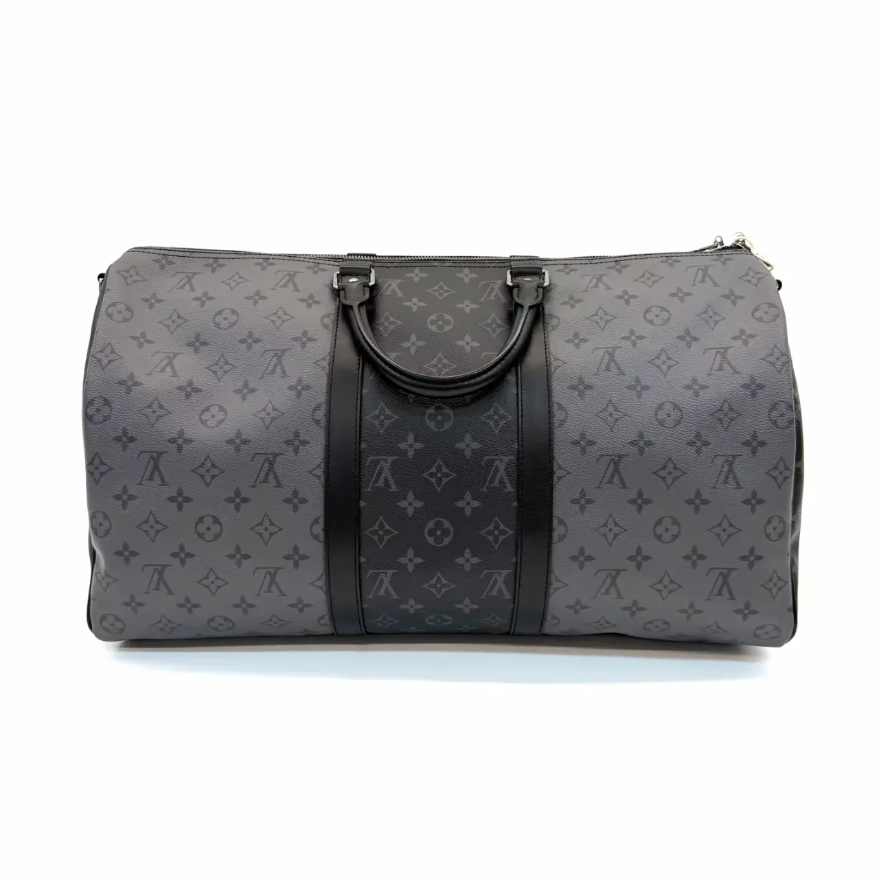 Pre-owned Louis Vuitton Keepall Black/Grey Reverse Monogram Travel Bag Bottom Length 50cm with Strap & Dust Bag N24438569