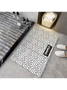 Super absorbent quick drying diatomaceous earth bath mat - anti slip soft bathroom and kitchen floor mat, abstract pattern design | hand washable, durable diatomaceous earth material (customizable)