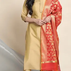 Silk Solid Kurta with Pant and Dupatta