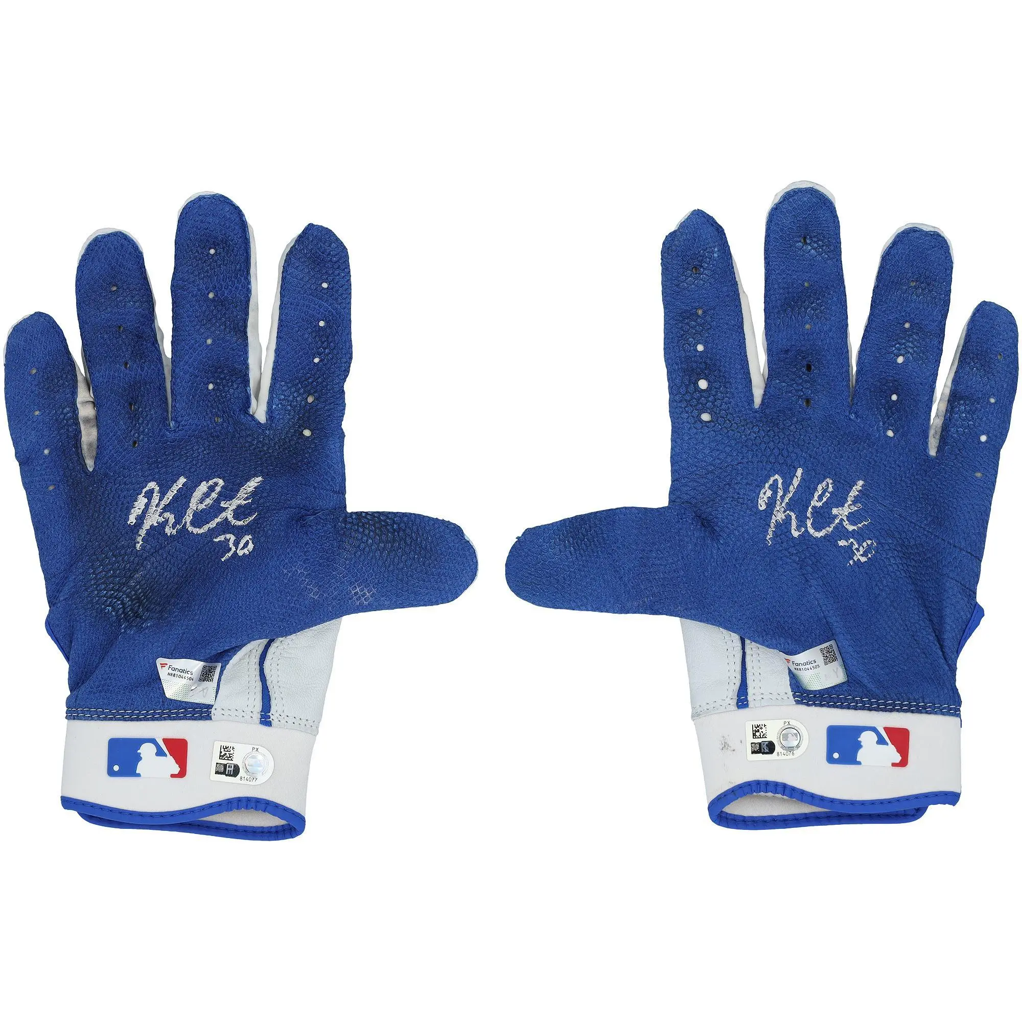 Kerry Carpenter Detroit Tigers Autographed Game-Used White and Blue Franklin Batting Gloves from the 2025 MLB Season - Fanatics Authentic Certified