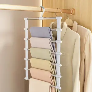 Multi functional pants rack, cloud ladder hanging, folding pants rack, stainless steel pants clip, multi-layer seamless storage