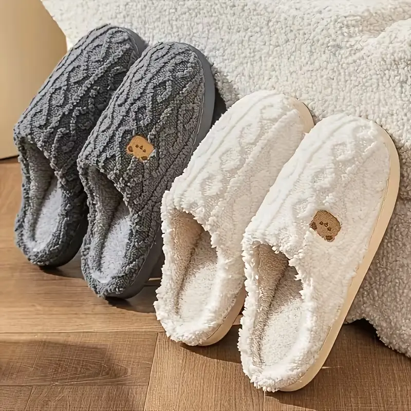 Cozy Winter Teddy Bear Slippers Suitable for Women & Men - Soft Sole & Sole Suitable for - /Outdoor Use, Hand Washable Bear Boots for Home, Matching Couples Design, Unisex House for ( Style), Women Shoes