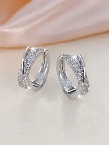 1 Pair Pretty Cubic Zirconia Hoop Earrings For Women Wedding Valentine's Day Engagement Gift