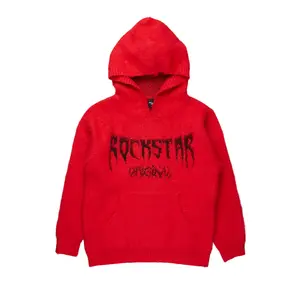 Andreas Red Graphic Knit Hoodie Andreas Red Graphic Knit Hoodie
