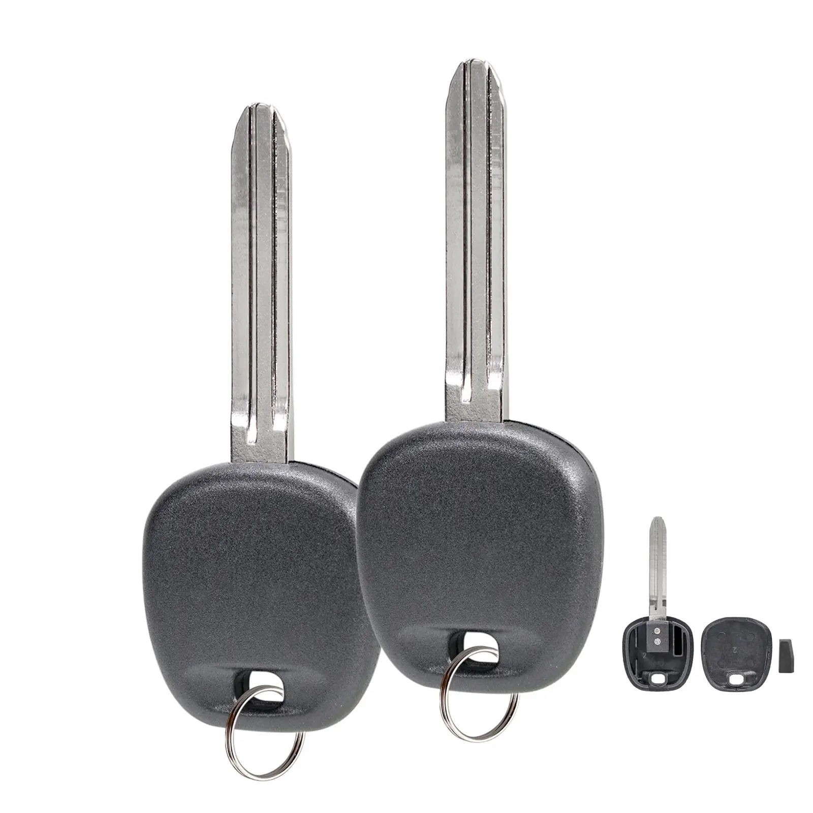 2-Pack 4D-67 DOT Chip Transponder Ignition Key Fob Replacement with Car Key Covers For Toyota (2005-2013 Corolla, Camry, RAV4, Avalon, 4Runner, Sienna, Tacoma, Yaris)