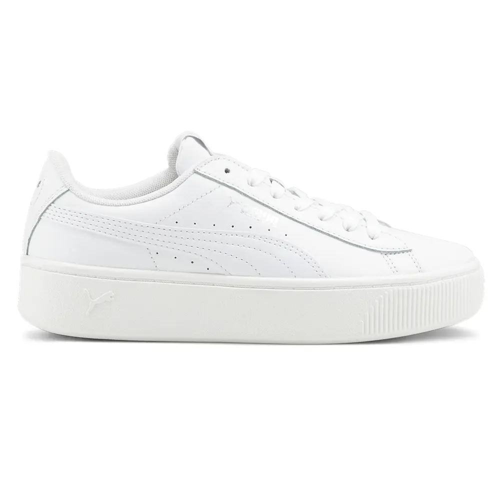 PUMA Womens Vikky Stacked Leather Platform Sneakers Shoes Casual - White PUMA Womens Vikky Stacked Leather Platform Sneakers Shoes Casual - White