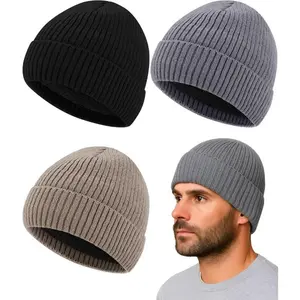 3 Pack Men's Winter Fleece Lined Beanie Warm Thermal Knitted Hat for Cold Weather Outdoor Sports 3 Pack Men's Winter Fleece Lined Beanie Warm Thermal Knitted Hat for Cold Weather Outdoor Sports