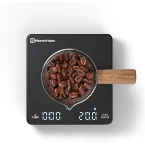 Mini coffee scale with timer, rechargeable espresso scale, 2kg/0.1g accurate scale for espresso and pour-over coffee, portable digital kitchen scale with automatic timing-black