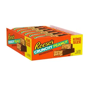 REESE'S King Size Crunchy Peanut Chocolate Bar Dessert, 3.2 oz, 18-Count Snack Pack