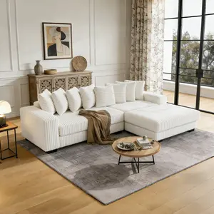 [3Packs Shipped]Niccae Cloud Couch Design Convertible Sofa Bed with 2 Pillows, Adjustable Chaise Lounge Sofa with Chaise, Durable Hardwood Frame, Sofas for Living Room, Indoor Apartment Furniture (3 Packages Delivered)