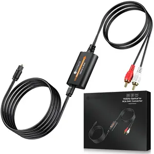 Neoteck 192kHz DAC Converter 7ft/2.1m Optical to RCA Cable SPDIF to RCA Digital to Analog Converter for HDTVs Set-Top Boxes DVD/Blu-Ray Players-Male Output