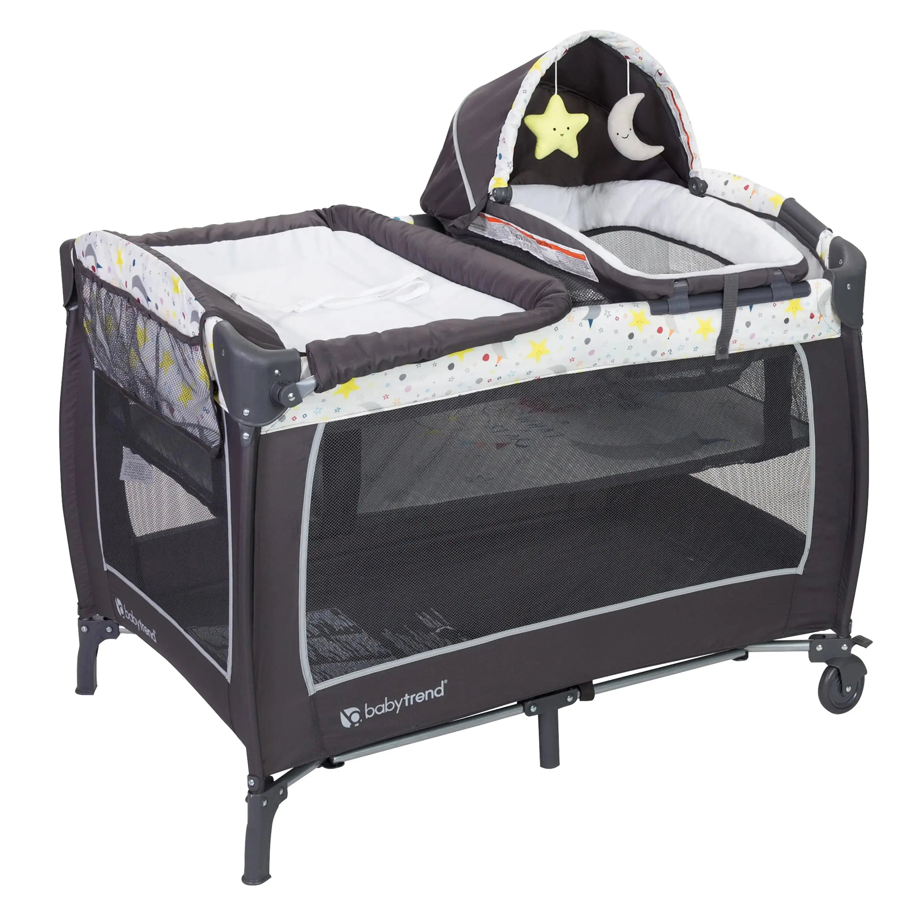 Baby Trend Lil' Snooze Deluxe II Portable Nursery Center Playard with Cozy Napper Removable Full Bassinet & Storage Tote Bag Crib for Infant