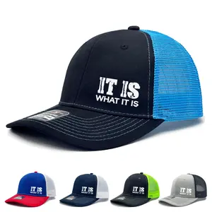 IT IS WHAT IT IS Printed Mesh Trucker Hat - Adjustable, Breathable Baseball Cap for Casual Outdoor Use, Unisex Sun Protection
