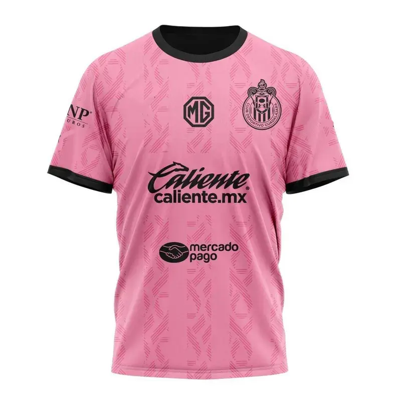 LIGA MX Chivas Guadalajara Pink Home Jersey ST2401, 3D All Print Soccer Shirt, Short Sleeve Football Fan Jersey for Men & Women