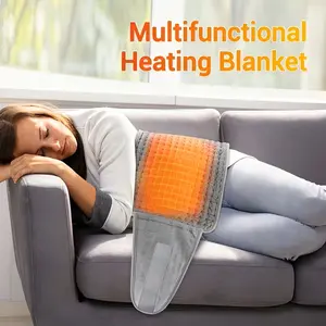 Cordless heating pad, heater and timer, more comfortable heating pad, with massager, oversized heating pad, automatic shutdown, gift for women and men, gray electric massager with hot compress vibration.