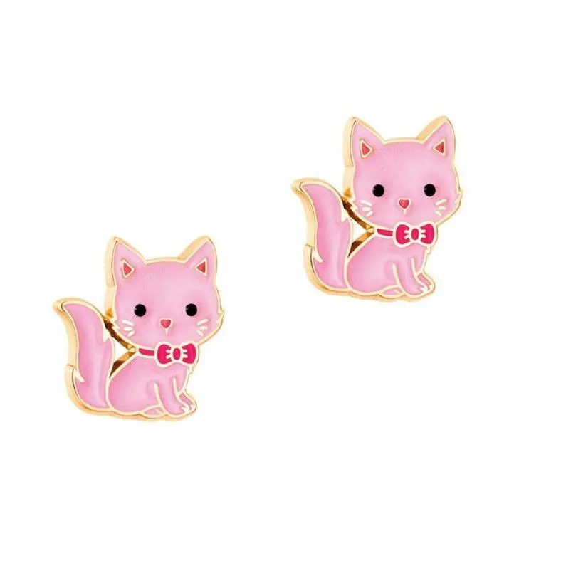 Pink Kitty Cutie Lead Free Pierced Earrings