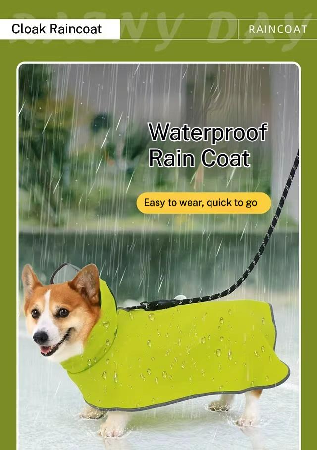 Dog Raincoat, Adjustable Dog Rain Jacket Clear Hooded Double Layer, Waterproof Poncho with Reflective Strip Straps for Small Medium Large Dog