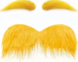 Funny Yellow Mustache & Eyebrows Plush Toy Set Cute Cosplay Dress-Up Plush Props Novelty Stuffed Party Favors for Kids & Adults