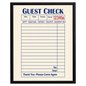 InkFlow Blank Guest Check Poster - Simple, Elegant Design for Customizable Wall Art, Perfect for Restaurants, Cafes, or Unique Home Décor and Personalized Statements - Unframed Wall Art