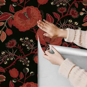 Vintage Floral Pattern Wall Sticker, 1 Count Waterproof Self Adhesive Wall Decal, Decorative Sticker for Home Living Room Bedroom