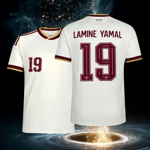 2026 Away 19# Lamine Yamal Short Sleeve Soccer Jerseys Fans Version White