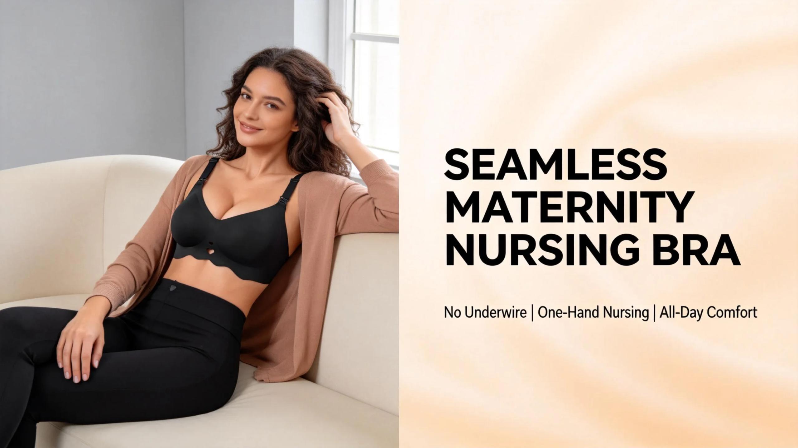 G.L. Jelly Wireless Nursing Bra for Women – Seamless Push Up Maternity Bra for Big Bust, Full Coverage Buttery Soft Breastfeeding Bra with One-Hand Clip, Anti-Sagging Support T-Shirt