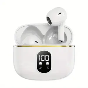 PAVUN Bluetooth 5.4 In-Ear Earbuds with LED Display, 20-Hour Playback, Noise-Cancelling, True Wireless, Premium Sound Quality, Audio White