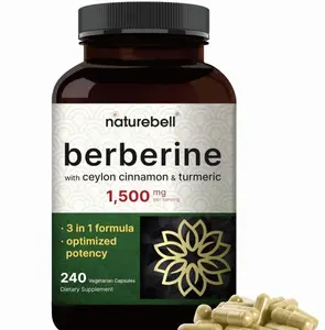 Berberine Supplement 1,500mg with Ceylon Cinnamon & Turmeric Root, 240 Veggie Capsules | 97% Pure Berberine HCL | Supports Balanced Sugar Levels & Heart Health | Vegan, Non-GMO