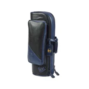 Gard Bags - Single Trumpet Gig Bag, Black Croco Leather with Navy Blue Trim (1-ELK-NB)