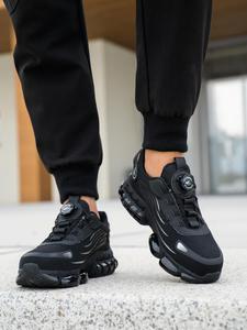 men's casual lace up steel toe rotating automatic buckle design work shoes, work safety sneakers for men, lightweight comfortable sport safety shoes for men, wear-resistant anti-impact anti-puncture security guard shoes for outdoor work, closed, footwear