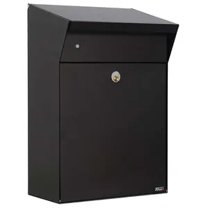 212 MAIN Allux Bjorn Rectangular Galvanized Steel Wall-Mounted Parcel Box, Durable Black Home Organizer with LED Light for Parcel Storage