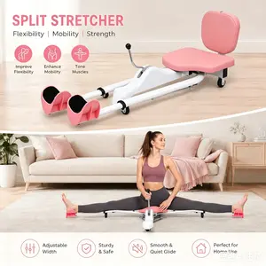 Adjustable Leg Stretcher Split Training Machine with Padded Backrest, Home Leg Flexibility Training Equipment for Yoga & Dance, Heavy Duty Leg Stretcher with Smooth Adjustment & Wheels for Easy Storage
