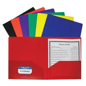 Two Pocket Poly Portfolios without Prongs Assorted Colors - 36 per Box